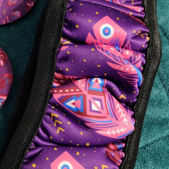 Purple Boho Feather Car Accessories Set - Coasters and Steering Wheel Cover - Picture 3 of 5